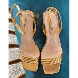 Golden Sandals for bold Style suitable for everyday wear or evening looks size 9